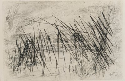 Landschap met een visser, 1861 door James Abbott McNeill Whistler