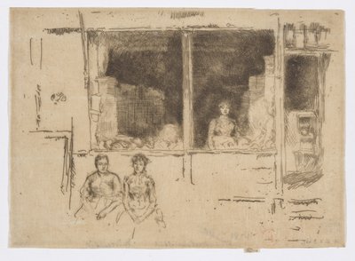 Meloenwinkel, Hounsditch, ca. 1886-88 door James Abbott McNeill Whistler