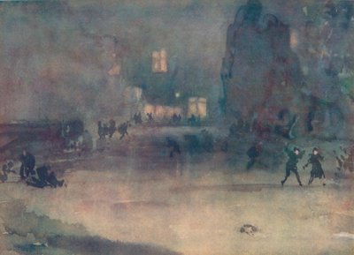 Nocturne - Amsterdam in de sneeuw, 1882, 1904 door James Abbott McNeill Whistler