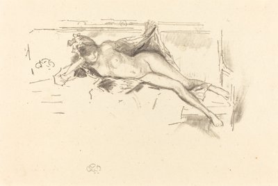 Naaktmodel, Liggend, 1893 door James Abbott McNeill Whistler