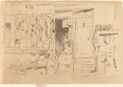 Oude-Kledingwinkel, No.I, ca. 1884-1886 door James Abbott McNeill Whistler