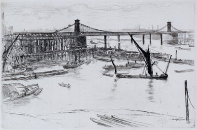 Oude Hungerford-brug door James Abbott McNeill Whistler