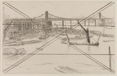 Oude Hungerford Bridge door James Abbott McNeill Whistler