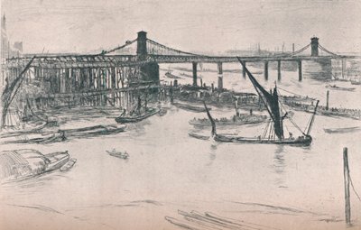 Oude Hungerford Bridge, 1861, 1903 door James Abbott McNeill Whistler