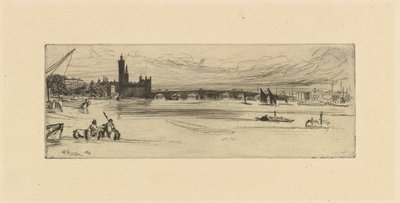 Oude Westminster Brug, 1859 door James Abbott McNeill Whistler