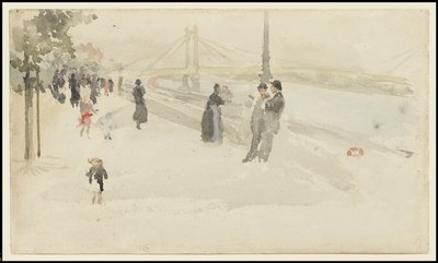 Roze en Zilver - Chelsea, de Oever door James Abbott McNeill Whistler
