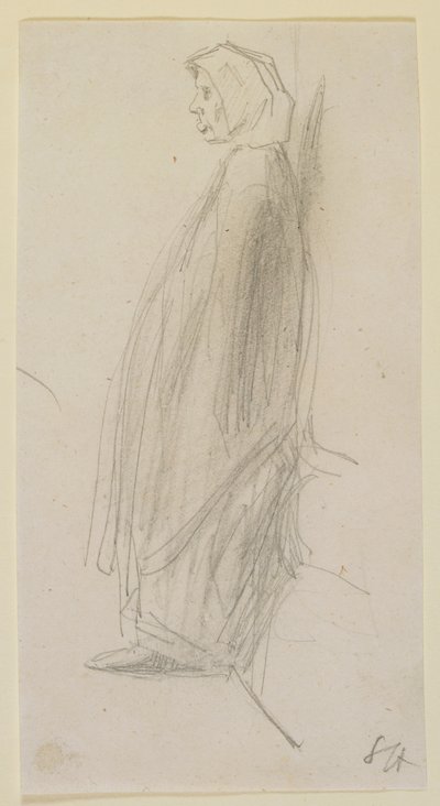 Profielschets van een oude vrouw die staat, 1858 door James Abbott McNeill Whistler