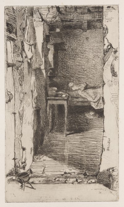 Voddenrapers, Quartier Mouffetard, Parijs door James Abbott McNeill Whistler