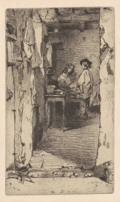 Voddenrapers, Quartier Mouffetard, Parijs door James Abbott McNeill Whistler