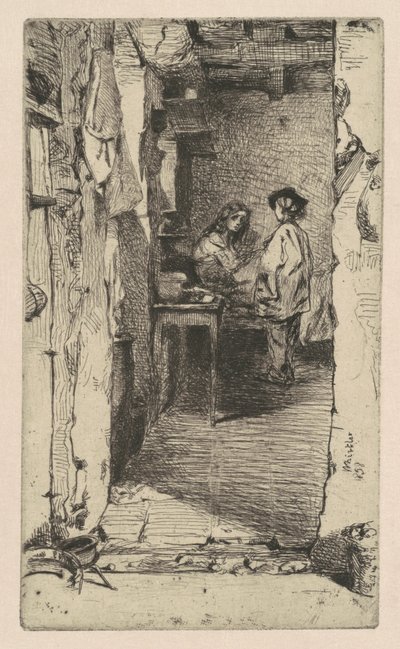 Voddenrapers, Quartier Mouffetard, Parijs door James Abbott McNeill Whistler