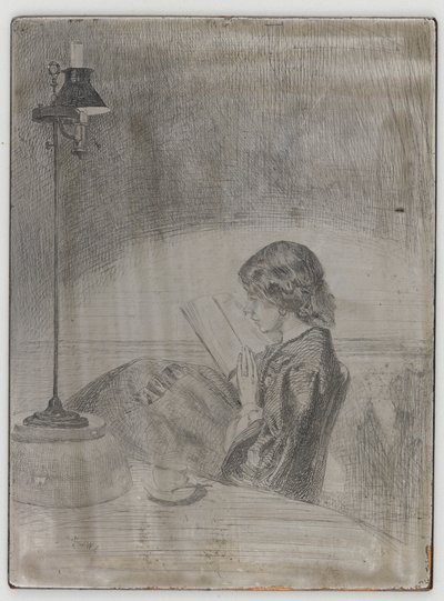Lezen bij Lamplicht door James Abbott McNeill Whistler