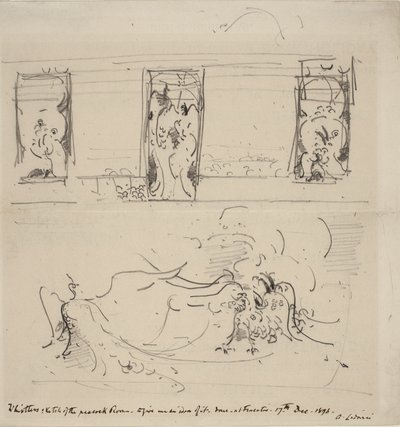 Schets van de Pauwenkamer door James Abbott McNeill Whistler