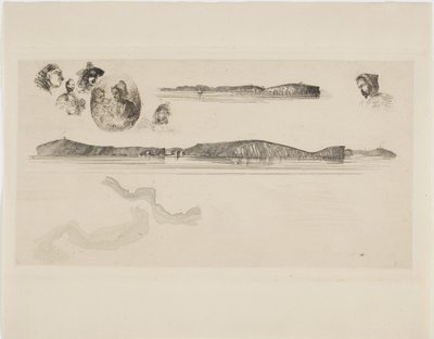 Schetsen op de Kustonderzoek Plaat door James Abbott McNeill Whistler