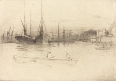 Stoomschepen bij de toren, 1875 door James Abbott McNeill Whistler