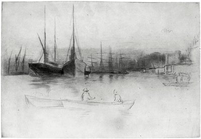 Stoomschepen bij de toren door James Abbott McNeill Whistler