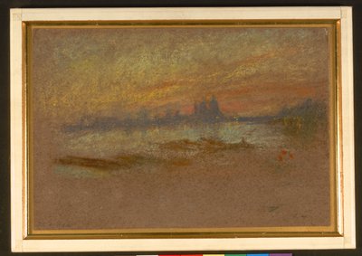 Zonsondergang; rood en goud-Saluut door James Abbott McNeill Whistler