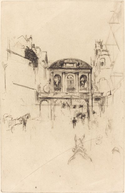 Temple Bar, ca. 1877 door James Abbott McNeill Whistler
