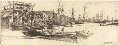 Thames Magazijnen, 1859 door James Abbott McNeill Whistler
