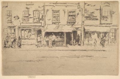 De viswinkel, drukke viswinkel in Chelsea door James Abbott McNeill Whistler