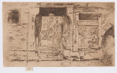 De viswinkel, Venetië door James Abbott McNeill Whistler