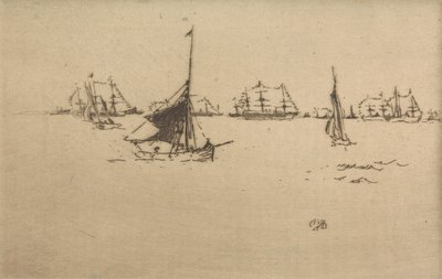 De Vloot: Avond, uit een set van twaalf etsen getiteld De Marine Review, 1887 door James Abbott McNeill Whistler