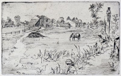 Het landschap met het paard door James Abbott McNeill Whistler