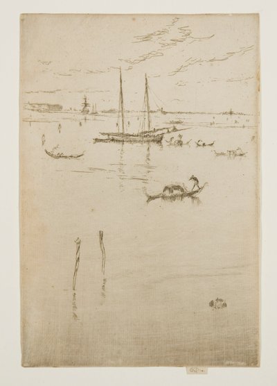 De Kleine Lagune, uit de Twaalf Etsen, ook bekend als de Eerste Venetië Set door James Abbott McNeill Whistler