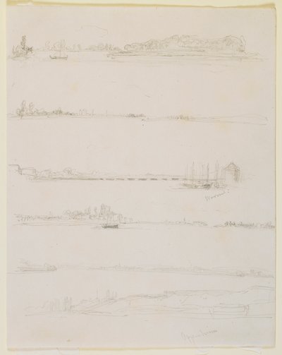 De Rijn, nabij Worms en Oppeheim, 1858 door James Abbott McNeill Whistler