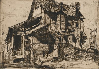 Het Onveilige Huurhuis. Een van de Twaalf Etsen uit de Natuur. De Franse Set door James Abbott McNeill Whistler