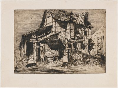 Het onveilige huurhuis. Een van de twaalf etsen uit de natuur De Franse set door James Abbott McNeill Whistler
