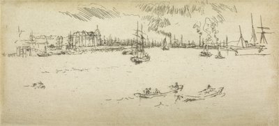 Tilbury, uit een set van twaalf etsen getiteld The Naval Review, 1887 door James Abbott McNeill Whistler