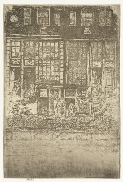Twee grachtenhuizen in Amsterdam door James Abbott McNeill Whistler