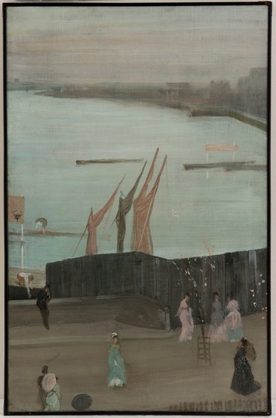 Variaties in Roze en Grijs: Chelsea door James Abbott McNeill Whistler