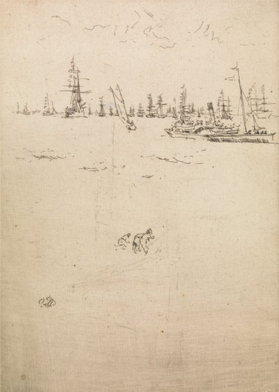 Bezoekersboot, uit een set van twaalf etsen getiteld The Naval Review, 1887 door James Abbott McNeill Whistler