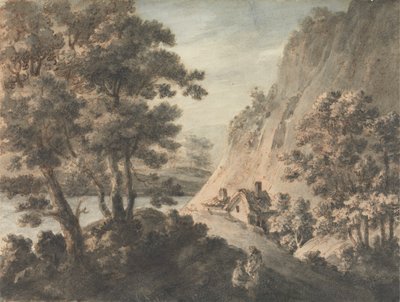 Landschap met Rivier en Figuren door James Adam