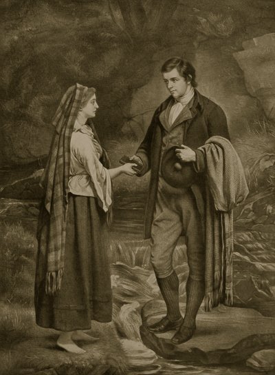 Verloving van Robert Burns en Highland Mary, 1785, illustratie uit 