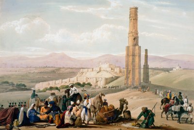 Fort en citadel van Ghanzi, Eerste Anglo-Afghaanse Oorlog, 1838-1842 c1850 door James Atkinson