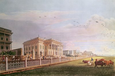 Stadhuis, Calcutta, gegraveerd door Robert Havell, uitgegeven 1824 door James Baillie Fraser
