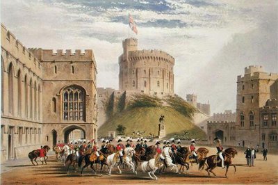 Het vierkant kijkend naar het westen - de keizer van Rusland en prins Albert (1819-61) door James Baker (after) Pyne