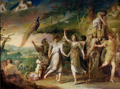 Een Griekse Oogstfeest, of Dankzegging aan de Landelijke Goden, Ceres, Bacchus Sylvanus en Pan, tweede in de serie De Vooruitgang van de Menselijke Cultuur en Kennis door James Barry