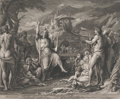 Orpheus onderwijst in theologie (ontwerpen voor de muren van de Grote Kamer van de Society for the Encouragement of the Arts) door James Barry