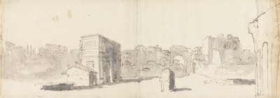 Rome, een uitzicht op de Boog van Constantijn met andere ruïnes door James Barry