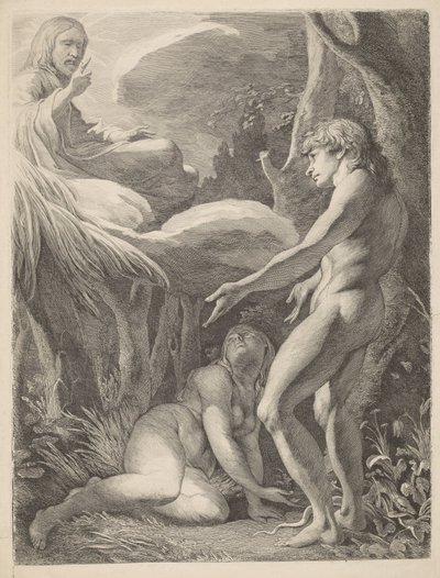De ontdekking van Adam en Eva na de zondeval door James Barry