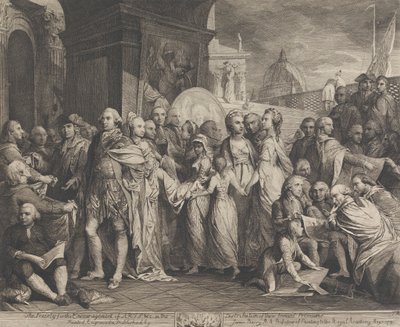 De koningin of huiselijke opvoeding in Windsor (ontwerpen voor de muren van de grote zaal van de Society for the Encouragement of the Arts) door James Barry