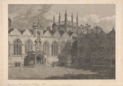 Een Uitzicht op de Kapel en Hal van Oriel College door James Basire