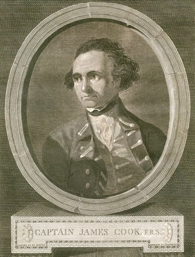 Portret van Kapitein James Cook door James Basire