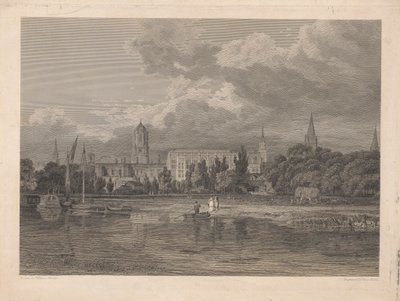 Zuidelijk uitzicht op Christ Church, enz. vanuit de weiden door James Basire