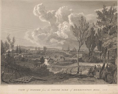 Uitzicht op Oxford vanaf de zuidkant van Heddington Hill door James Basire