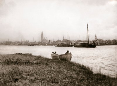 Roeiboot bij een kanaal, Rotterdam, 1898 door James Batkin