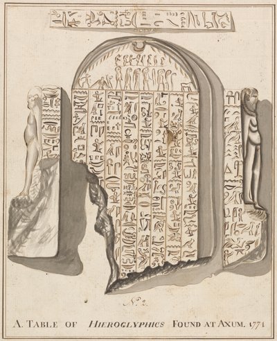 Nr. 2. Een tabel van hiërogliefen gevonden in Axum door James Bruce